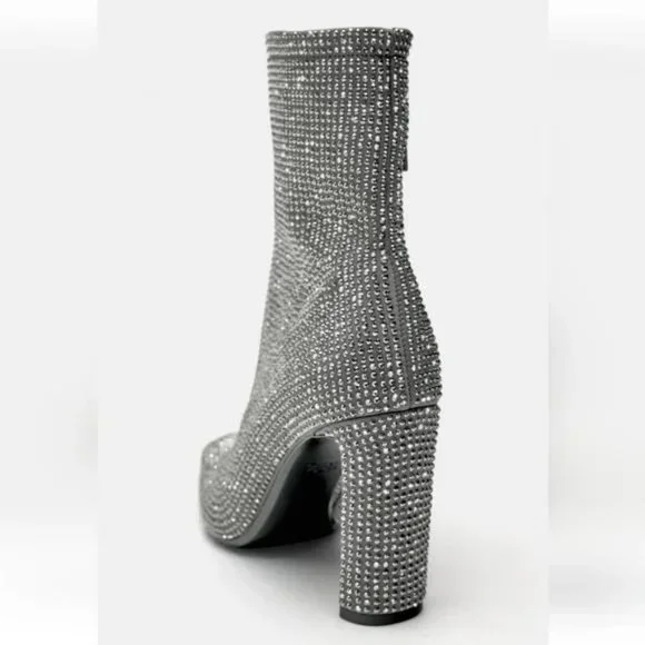 ZARA RHINESTONE HEELED ANKLE BOOTS - Picture 6 of 14
